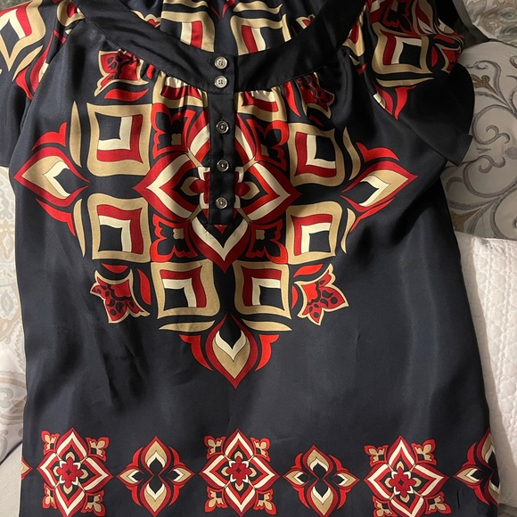 Michael Michael Kors Navy print silk top Medium - Picture 8 of 12